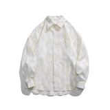 Printed Shirt Men Black Long sleeved Shirts Men Korean Comfortable Blouses Casual Loose Classic Oversized Single Breasted Shirt