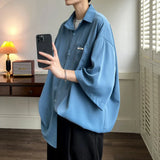 Summer Short Sleeved Shirt Men Society Mens Black Dress Shirt Korean Loose Ice Silk Shirt Mens White Casual Shirts Large Size