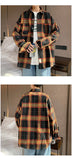 Autumn Oversized Long Sleeved Shirt Men Fashion Retro Plaid Shirt Men Streetwear Korean Loose Casual Shirts Mens Large Size 5XL