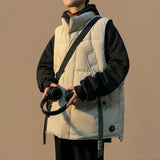 Turtleneck Vests Men Safari Style Loose Lace-up  All-match Daily Autumn Winter Simple Hipster Streetwear Slouchy Students