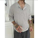 Spring Long Sleeved T-shirt Men Fashion Gray Black Casual T Shirt Men Streetwear Korean Loose Round Neck T Shirt Mens Top M-3XL