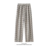 Winter Korean Men's Fleece Warm Casual Wide Leg Pants Trendy Straight Long Pants Elastic Waist Sweatpants Thermal Trousers