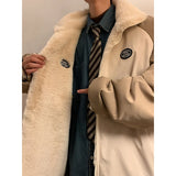 Plus Velvet Thicker Parkas Men Casual Warm Panelled Stand Outwear Cool Handsome Winter Sporty All-match College Students Daily