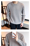 New Korean Retro Men Basic Sweater Luxury Knitted Solid Color O Neck Long Sleeve Pullover Casual Slim Premium Quality Knitwear