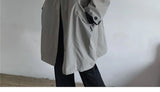 Hooded Trench Men Baggy Zip-up Overcoat Fashion Ulzzang Handsome Daily Pockets Mature Streetwear Personality Spring Autumn Soft