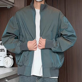 Stand Collar Loose Fit Outdoor Spring Biker Mens Jacket Casual Windbreaker Streetwear Urban Travel Hiking Trendy Daily Wear Coat