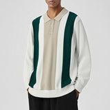 New British Business Men Polo Neck Sweater Light Luxury Commuter Patchwork Knit Long Sleeve Tops Smart Casual Premium Knitwear