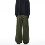 100% Cotton Autumn Men's Loose Trousers Oversized Fashion Spliced Hip Hop Streetwear Wide Legs Baggy Cargo Trousers