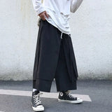 Cargo Pants Men High Street Loose Spring Autumn Ankle-length Oversize Comfortable Japanese Style Culottes Trousers Solid Color