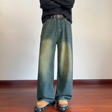 Straight Jeans Men's Women's Chic Pocket Retro Fashion Pants High Street Loose Casual Wide Leg Denim Pants New trend-design