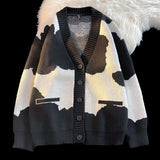 Open Front Button V Neck Long Sleeve Sweater Women Basic Shirt Men Warm Soft Coat Autumn Winter Tops Casual Knit Jacket Cardigan