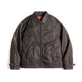 Maden New Men's Retro IV Oiled Wax Jacket with Lapel and Zipper Short Canvas Outerwear for Autumn Classic Style Slim Fit Jacket