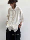 New Summer New Chinese Style Retro Tang Suit Solid Color Short-sleeved Shirt Men Women Casual Loose Buttoned Chinese Style Shirt