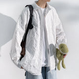 Autumn New Special Shirt Men Black White Embossed embossing Design Shirts Men Korean Blouses Casual Loose Shirt Jacket