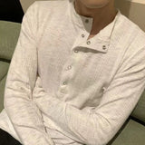 American Street Fashion Simple Slim Fit Solid Color Knitted Long-Sleeved Shirt Mens Design Lazy Casual Slim Fit Bottoming Shirt