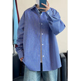 Long Sleeved Shirt Men Oversized Casual Plaid Shirt Men Streetwear Korean Loose Blue Casual Shirt Mens Shirts Plus Size 5XL