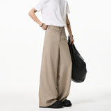 Khaki Suit Pants Men Fashion Society Mens Black Dress Pants Korean Loose Wide Leg Pants Mens Office Formal Trousers M-3XL