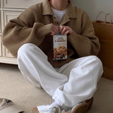 Sweater Men's Autumn Winter Korean Fashion Loose Trend Pullover Solid Color Long Sleeve Sweater Casual Male Tops