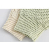 American high street men and women trendy contrasting color round neck sweater autumn and winter couple loose knit top harajuku