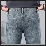 Spring Autumn New Fashion Middle-waisted Jeans Men's Clothing Solid Color Buttons Trend Simplicity Korean Casual Straight Pants