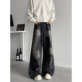 Jeans Men baggy Wide Leg Washed Marble Jeans Vintage Comfort Denim Pant Relaxed Fit Casual Trousers Trend Streetwear Urban Style