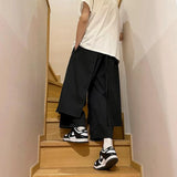 Men Pants New Fashion Solid Color Baggy Japanese High Street Chic Ankle Length Culotte Trousers Students Aesthetic Techwear