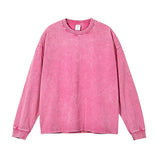 Long Sleeve Retro Tops Tees Men Oversized Vintage T-Shirts Soild Cotton Shirts Casual Classic T Shirt Male Clothes Streetwear