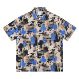 Summer Thin Short Sleeve Shirt Men Streetwear Vintage Graffiti Print Shirt Oversized Harajuku Chinese Style Casual Blouse Unisex