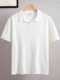 Summer Men's Ice Silk Striped Solid Color Polo Shirt V-Neck Short Sleeve Knitwear T-shirts New Luxury Casual Polos Homme