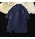 Gmiixder Bubble Yarn Embroidered Shirt Short-sleeved Summer Thin Breathable Quick-drying Beach Shirt Couple Half-sleeved Jacket