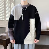American street style men and women trendy personalized round neck sweater couple winter high street loose retro casual knitted