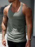 Fashionable Mens Slim Fit Knitted Tank Tops Summer Sports Fitness Sleeveless Camisoles Men Casual Solid Color Knit Ribbed Vest