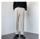 Spring Autumn Men's Fashionable White Korean Style Casual Pants Street Draped Straight Loose Suit Casual Trousers Male