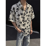 Summer Short Sleeved Shirt Men Retro Printed Shirt Men Streetwear Korean Loose Flower Shirt Mens Hawaiian Shirts Large Size 5XL