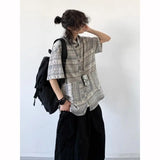 Japanese Retro Blouse Loose Ethnic Short-sleeved Shirt Men Women Korean Summer Fashion High-end College Style Versatile Shirt