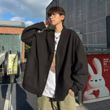 Cardigan hoodie men's spring and autumn black loose heavyweight outerwear fashion brand 2025 new high-end spring and autumn casu