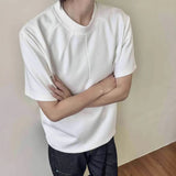 Simple Men's Casual Tees Round Neck Solid Color Menswear New Short Sleeved Loose Male T-shirts Cleanfit Menswear