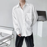 Chain Long Sleeved Shirt Men Fashion Society Mens Black Dress Shirt Korean Loose Casual White Shirt Mens Office Formal Shirts