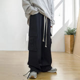 Cotton Casual Pants Men Fashion Retro Pocket Cargo Pants Men Japanese Streetwear Hip-hop Loose Wide Leg Pants Mens Trousers