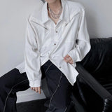 Niche High-end White Shirt Spring Autumn Men Women Youth Casual Metal Button Design Long Sleeve Trend Shirt Aesthetic Streetwear