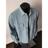 Men Long Sleeve Denim Shirt Spring Casual Workwear Stylish Stretch Cotton Comfort Fit Chest Pocket Outdoor Daily Wear Trendy Men