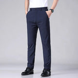 Summer Casual Pants Men Thin Business Stretch Slim Elastic Waist Jogger Korean Classic Thin Black Gray Blue Trousers Male