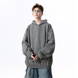 Men Striped Hooded Sweatshirt Spring Casual Streetwear Cotton Blend Pullover Comfortable Fashion Trendy Oversized Neutral