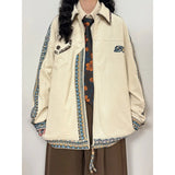 American Retro Lapel Jacket Ethnic Style Embroidered Casual Lapel Jacket Jacket Women Korean 2025 New Fashionable High-end Top