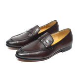 Mens Penny Loafers Leather Shoes Genuine Leather Elegant Wedding Party Casual Dress Shoes Brown Black Shoes for Men