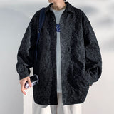 Autumn New Special Shirt Men Black White Embossed embossing Design Shirts Men Korean Blouses Casual Loose Shirt Jacket