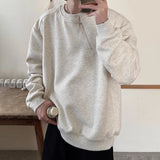 Men Sweatshirt Side Zip Casual Tshirt Autumn Streetwear Fashion Trend Youth All-Match Daily Long-Sleeved Top Male Men'S Clothing