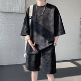 Summer Tie-dye Sports Suit Men's Short-Sleeved Tshirt Shorts Loose T-Shirt Short Pants Casual Breathable Running Suit Men Sets