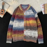 Autumn Cardigan Men Colorful American Style Retro Nostalgic Tender Couple All-match Comfortable Blocking Minority Temperament