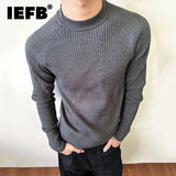 Pit Strip Design Men's Tees Long Sleeved Casual Knitting Round Collar Tops Slim Solid Color Male T-shirts Summer